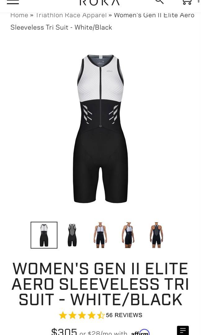 Women's Gen II Elite Aero Sleeveless Tri Suit - White/Black