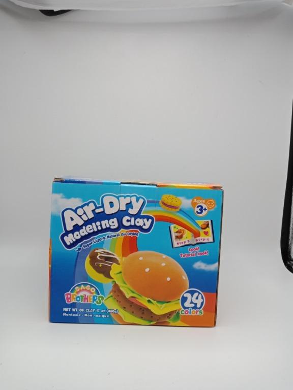 SAGO BROTHERS Air Dry Modeling Clay 3 Clay Tools and Project Booklet DIY Creative 24 Color Set
