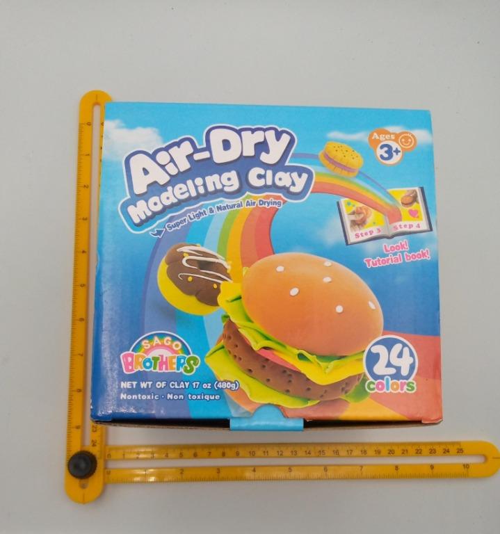 SAGO BROTHERS Air Dry Modeling Clay 3 Clay Tools and Project Booklet DIY Creative 24 Color Set