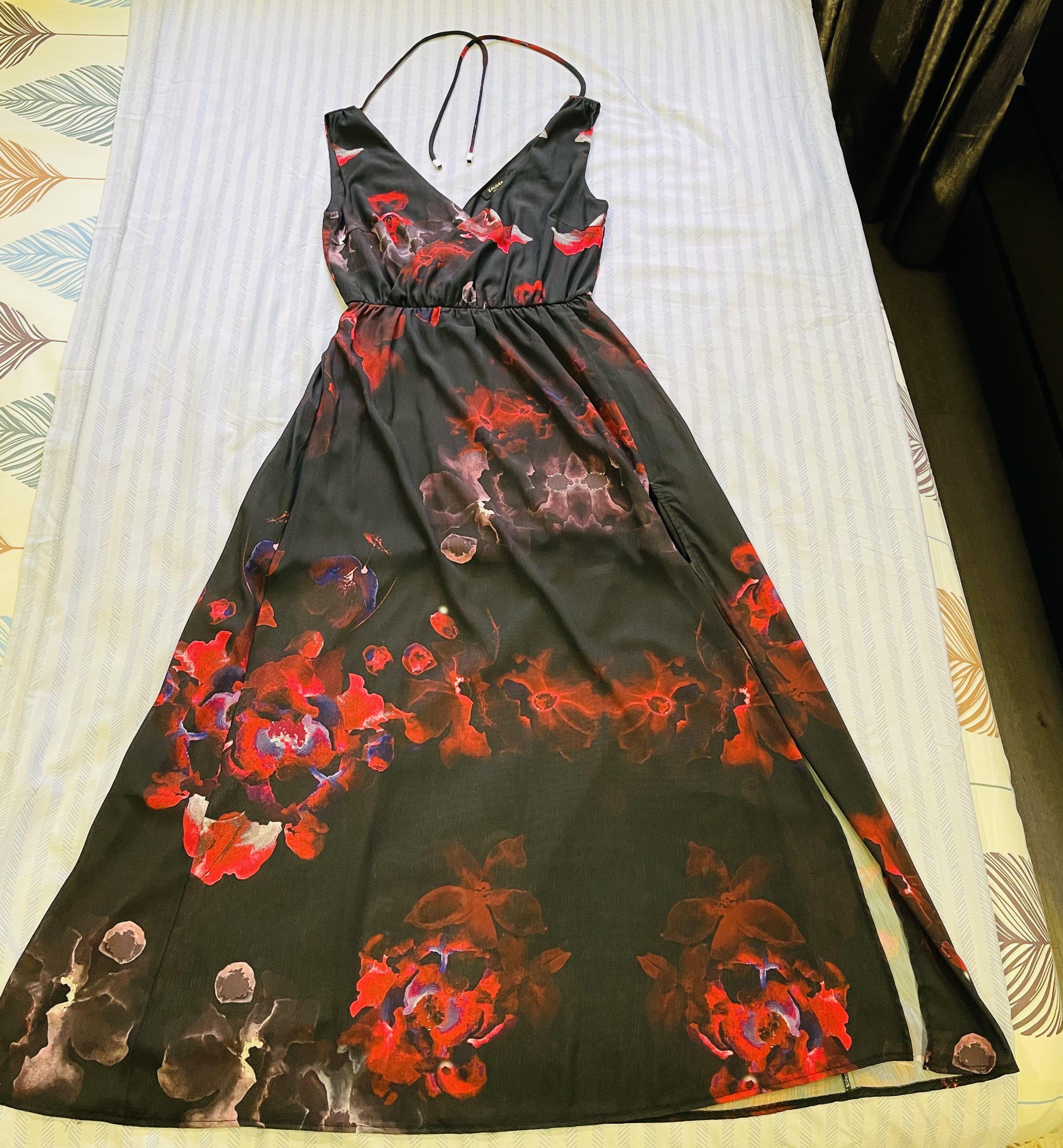 Zalora Floral Long Dress Women s Fashion Dresses Sets Evening dresses gowns on Carousell