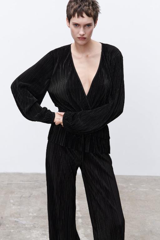 Black pleated top zara Clearance