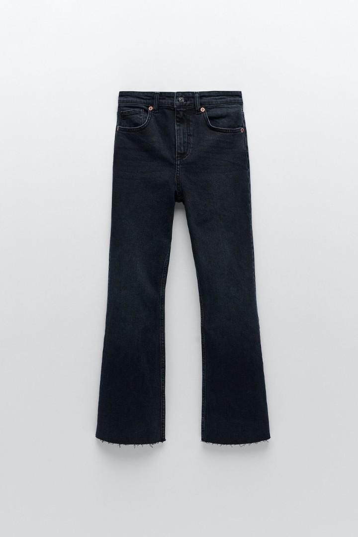Zara Cropped Mid Rise Jeans, Fesyen 