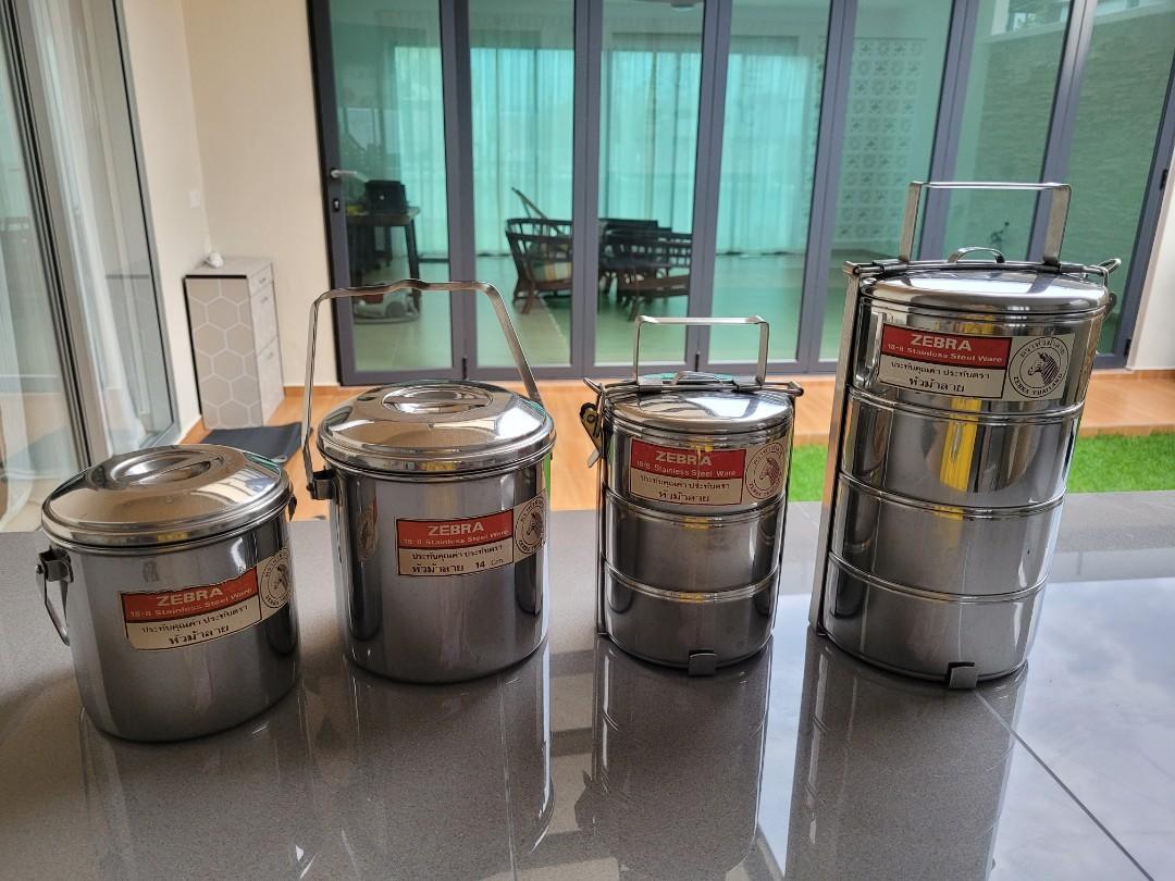 Zebra stainless steel food containers, Furniture & Home Living