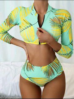 3-pack tropical high waist co-ord bikini swimsuit
