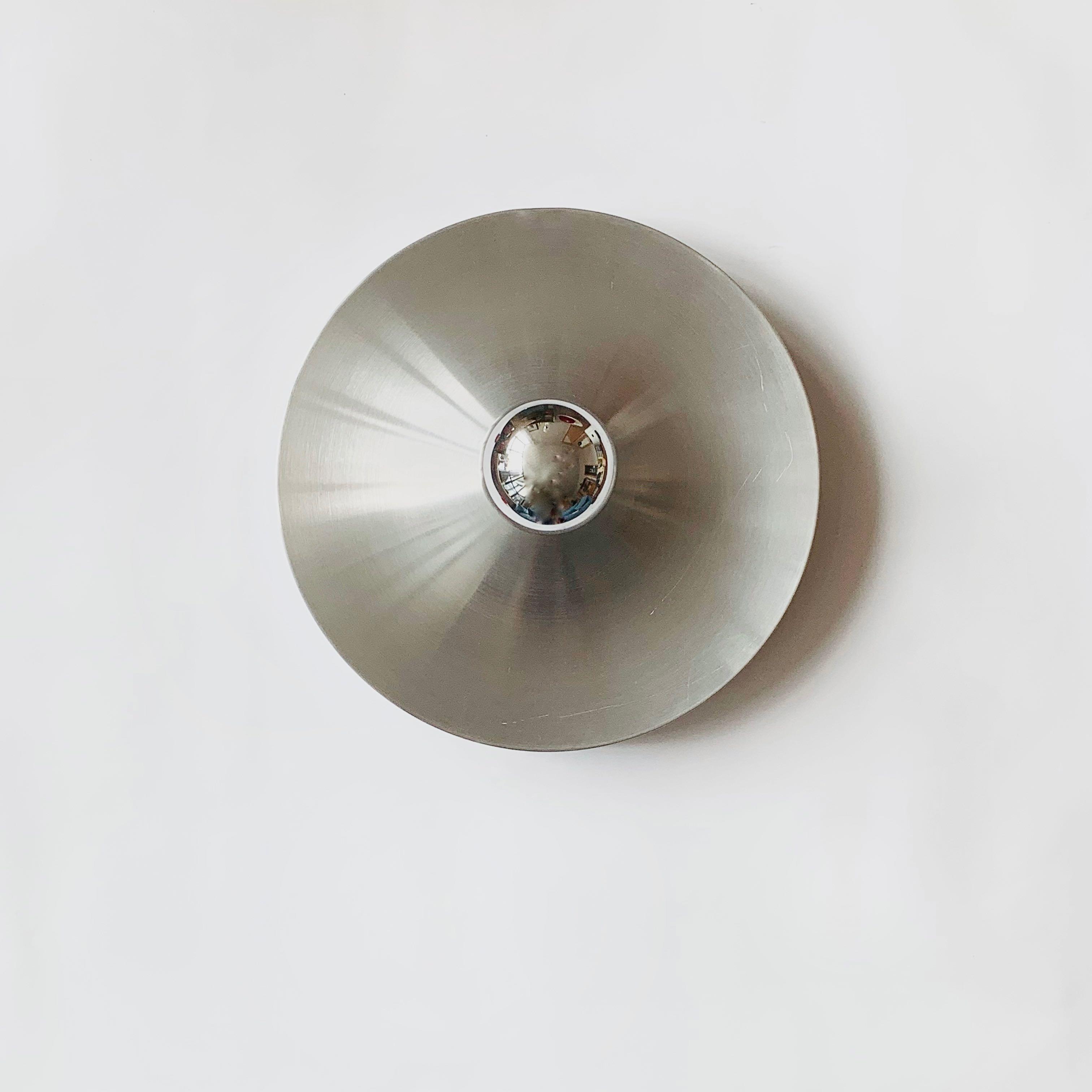 70s vintage brushed aluminum UFO Diskus wall lamp/ flush ceiling