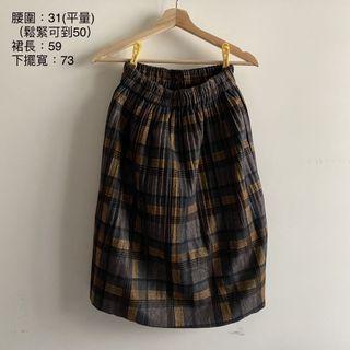 韓系學院風大地色格紋中長裙