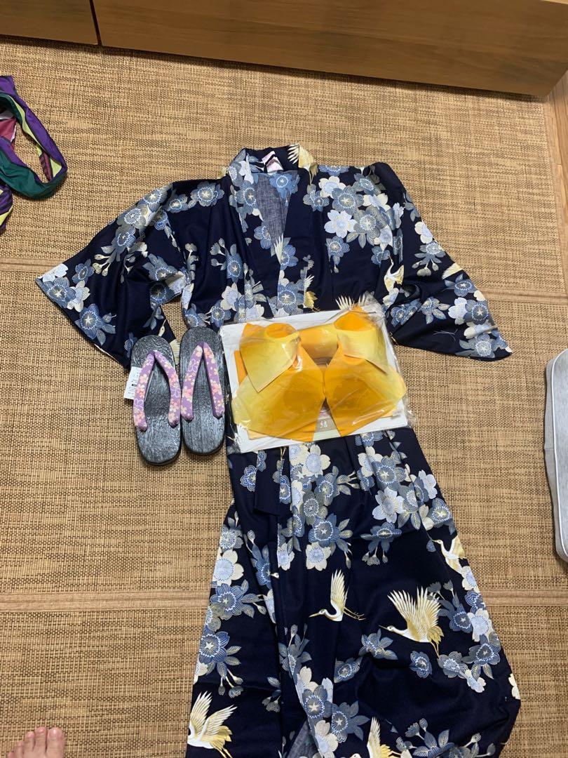 仲夏祭少女和風浴衣，腰帶，木屐套套。日本Yukata, 女裝, 連身裙& 套裝