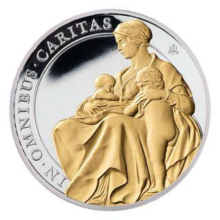 英女皇紀念幣 女皇的恩典主題 鍍金銀幣【精緻幣】女皇白金禧 2022 Queen’s Virtues CHARITY 1oz Silver Proof Coin with selective gold plate
