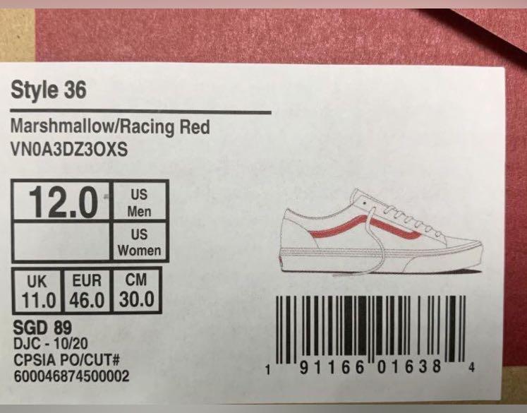 Red vans 2024 size 12