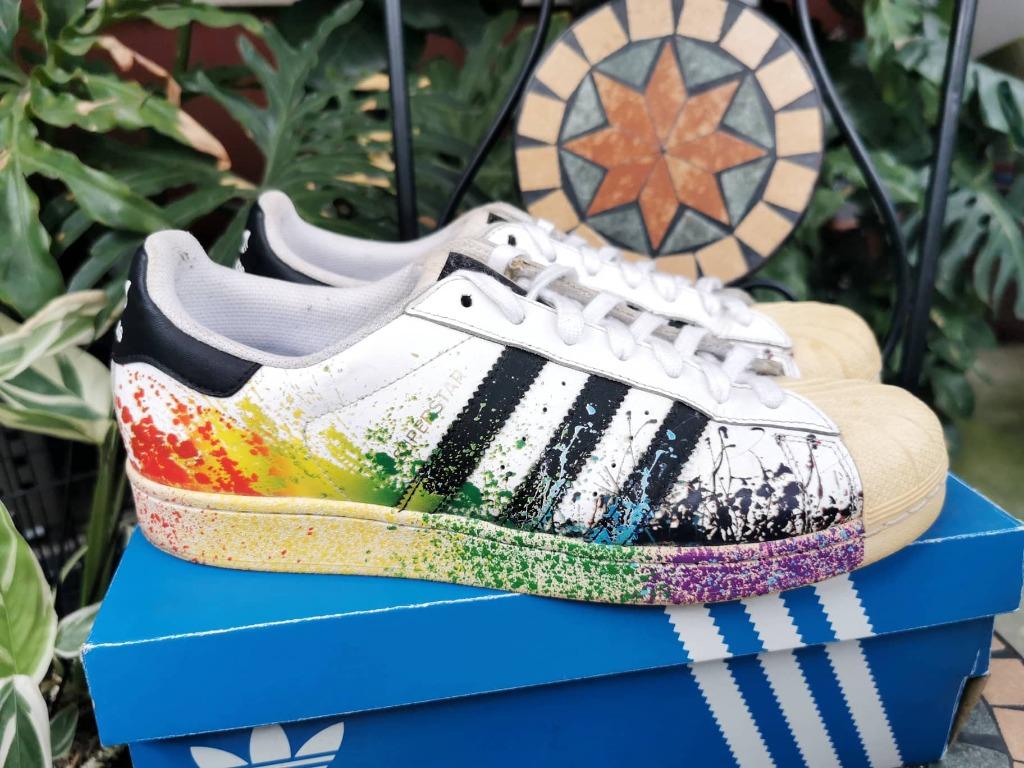 Adidas Superstar X Paint Splatter Pride 10.5US MEN 100 LEGIT ORIGINAL