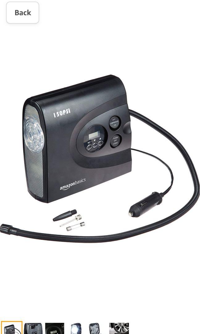 Amazonbasics compact portable digital outlet tyre inflator with carrying case