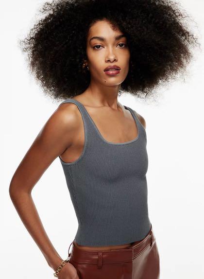 Babaton + Sculpt Knit Square-Neck Cropped Tank