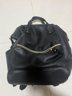 Authentic Anello black pu leather backpack