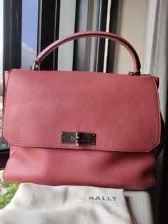 Authentic Bally pink full leather tote bag with sling