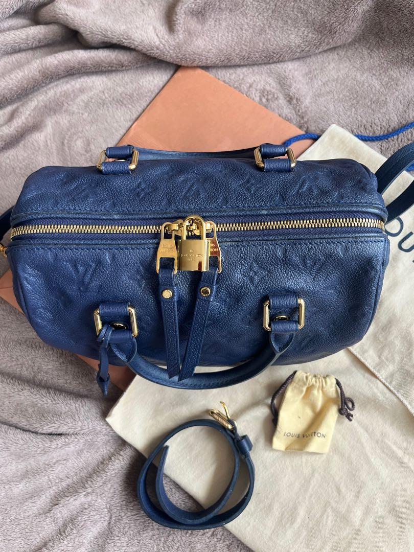 LOUIS VUITTON Empreinte Blue Speedy 25 Handbag Shoulder Leather Dust Bag  AUTH LV