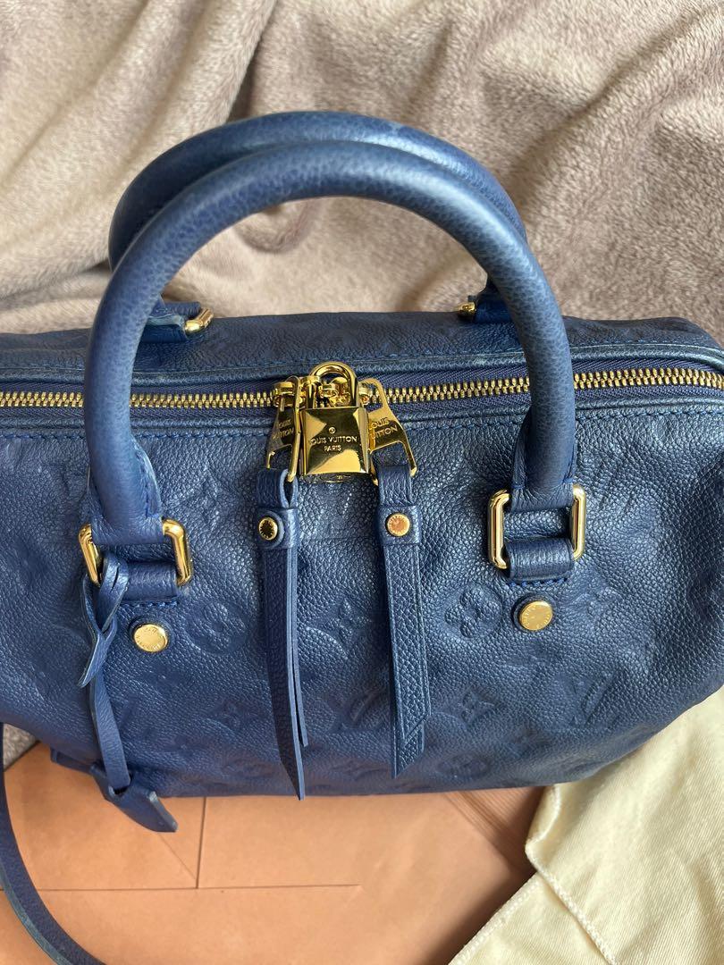 LOUIS VUITTON Empreinte Blue Speedy 25 Handbag Shoulder Leather Dust Bag  AUTH LV