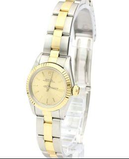 AUTHENTIC Rolex 24mm Champagne 18K Yellow Gold And Stainless Steel Oyster Perpetual 67193