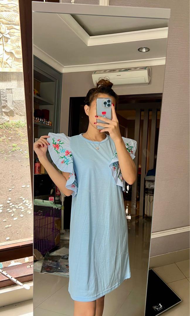 Baby Blue Dress, Fesyen Wanita, Pakaian 