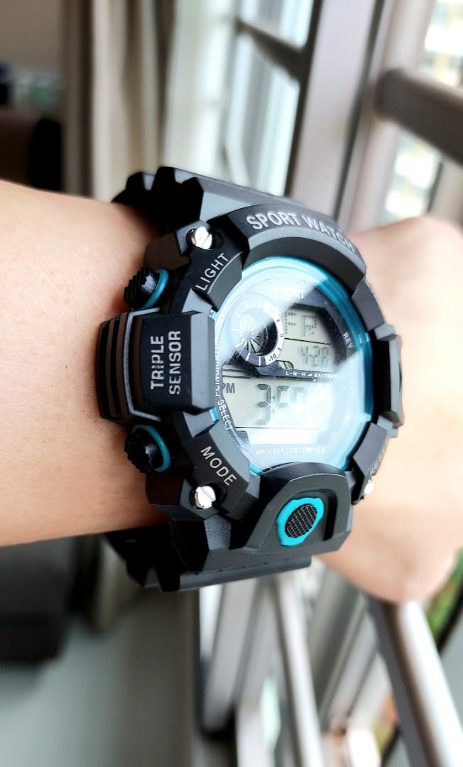 Big large men black blue military digital sport watch 53mm Casio G Shock inspired new stock arrived on 18Aug2023