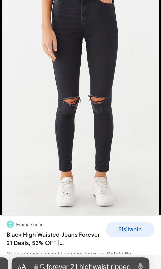 black highwaist ripped jeans, Women's 