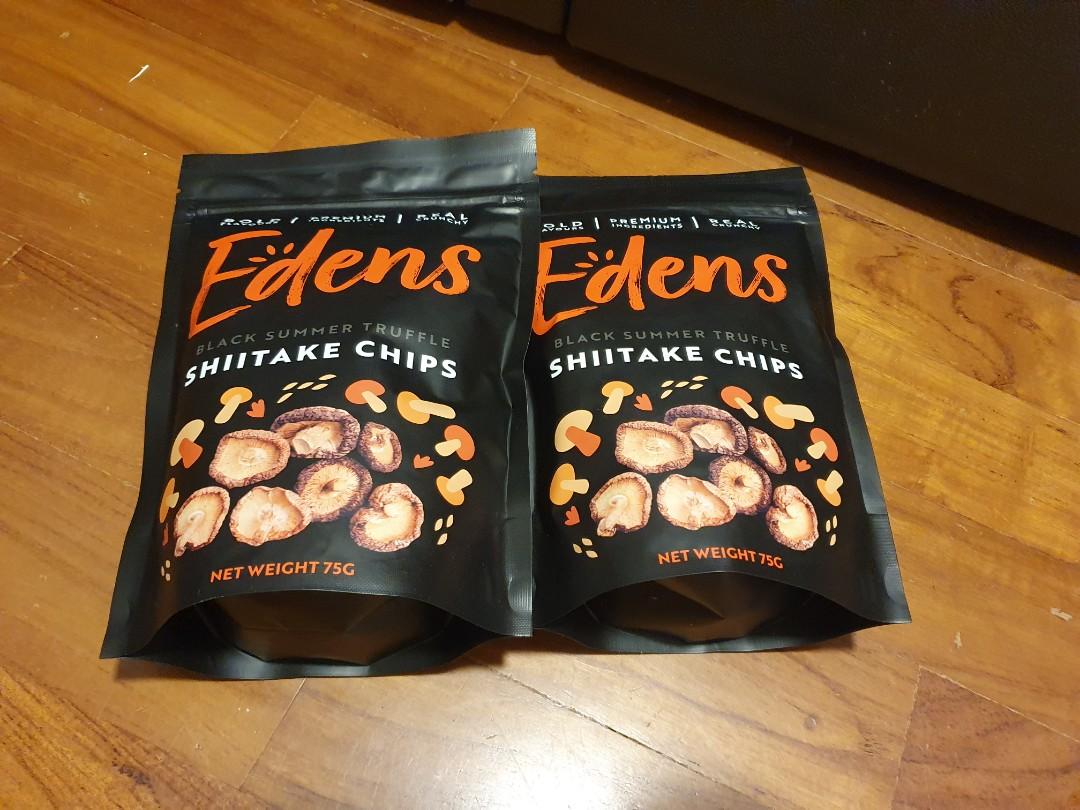 BN Edens Black summer truffle/whole garlic shiitake chips 75g, Food