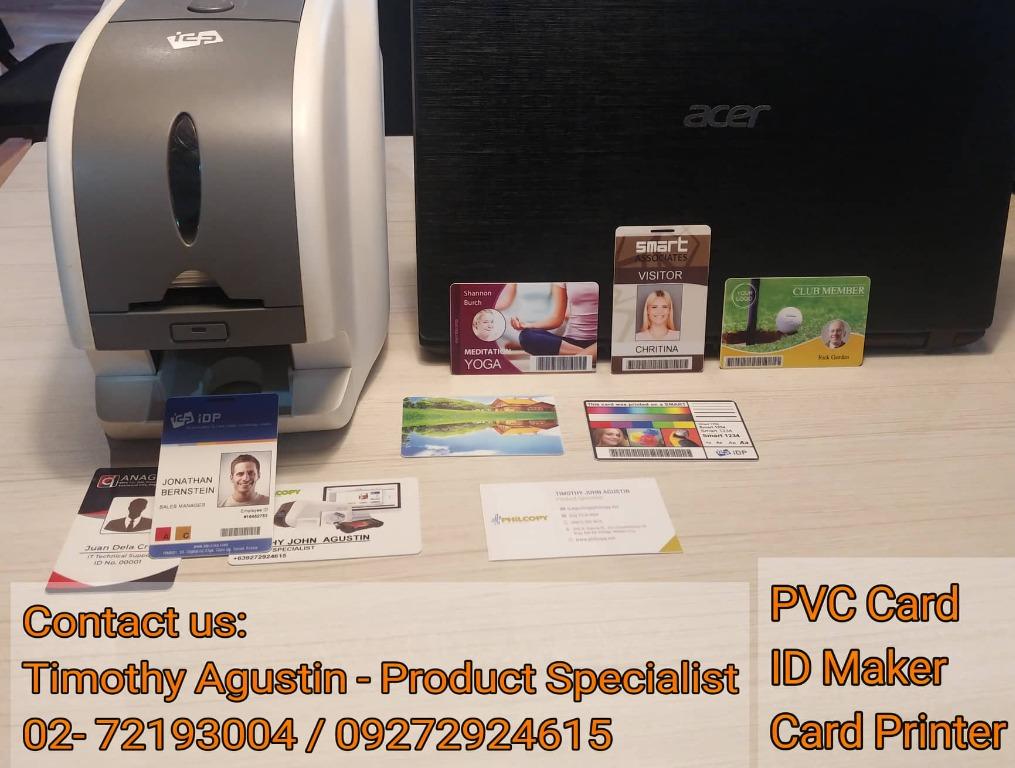 Card printer Id maker machine for PVC RFID Magnetic strip, Computers ...