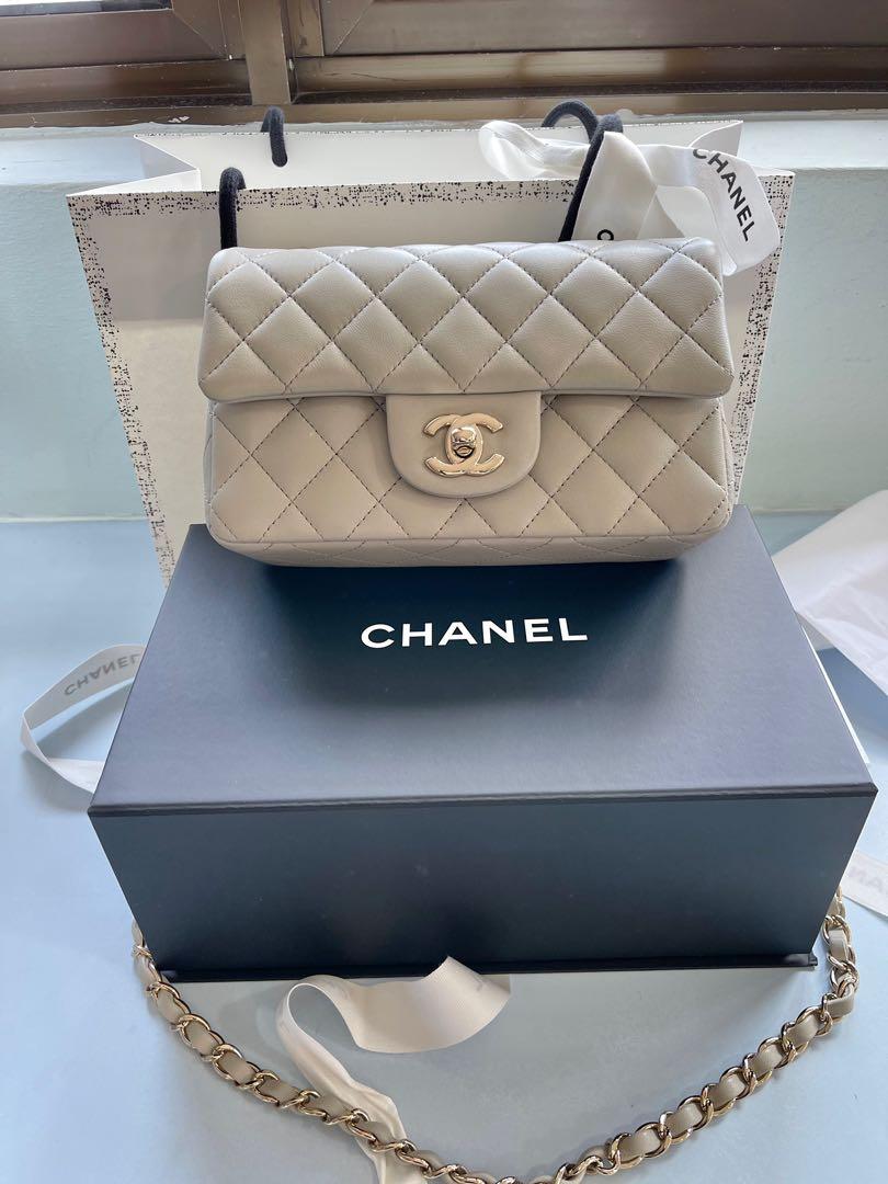 Chanel 22C Mini Rectangle Grey LGHW, Luxury, Bags & Wallets on Carousell