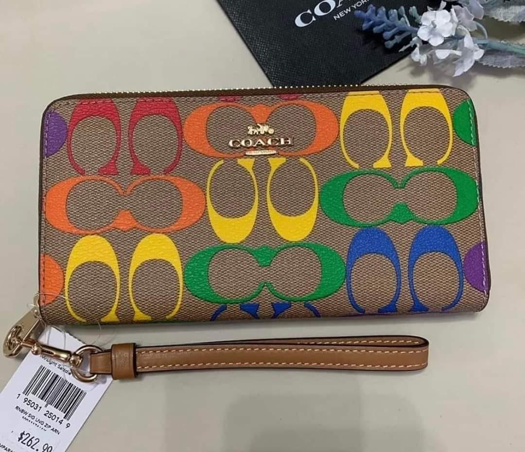Coach Long wallet rainbow signature Women s Fashion Bags Wallets Wallets Card holders on Carousell