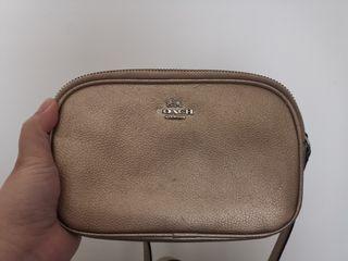 COACH Mini Pebble shoulder bag in gold original authentic