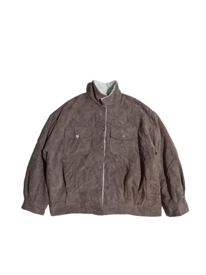 Corduroy Sherpa Jacket Unbrand, Fesyen 