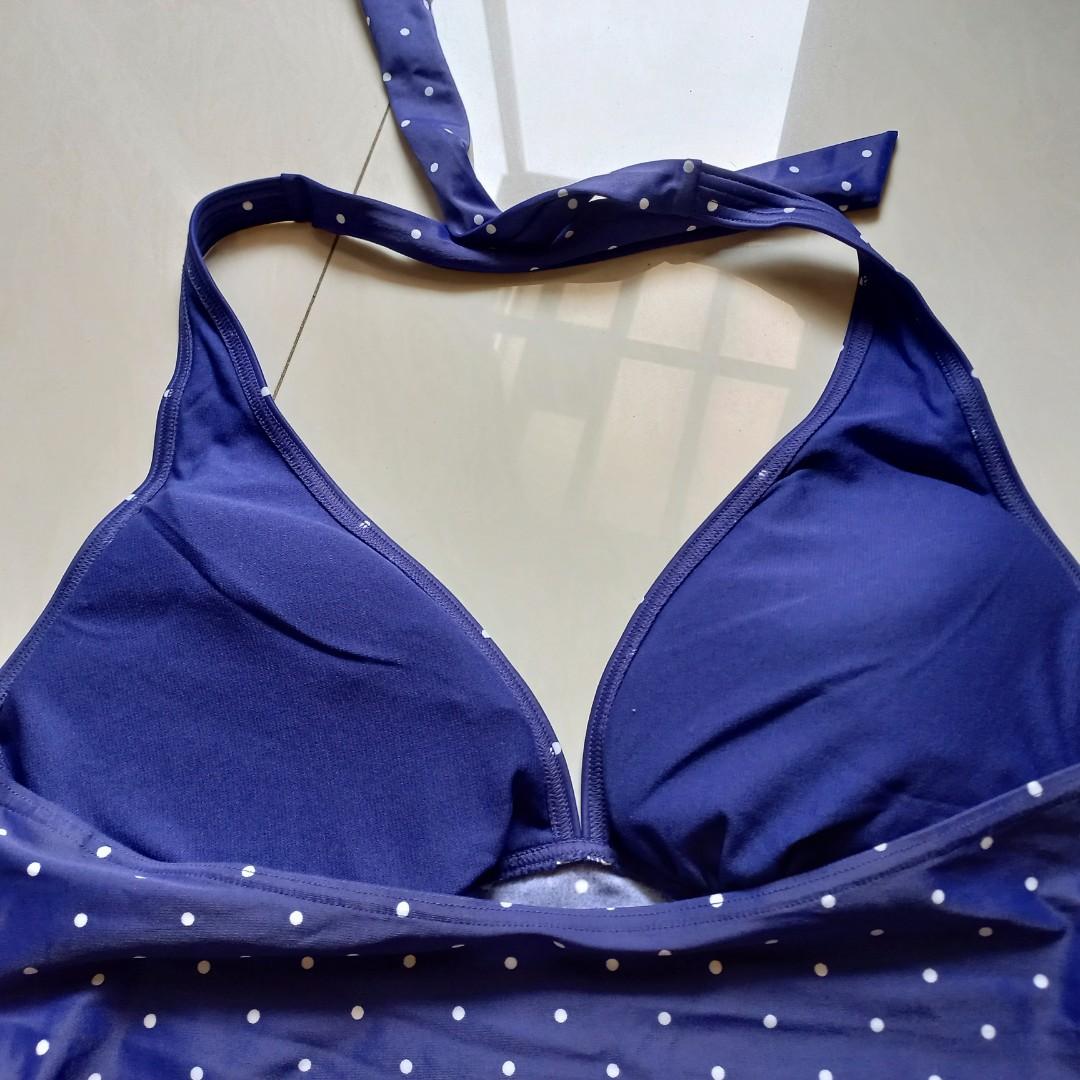 Debenhams The Collection Navy Blue Spot Halter Swimsuit, Women's