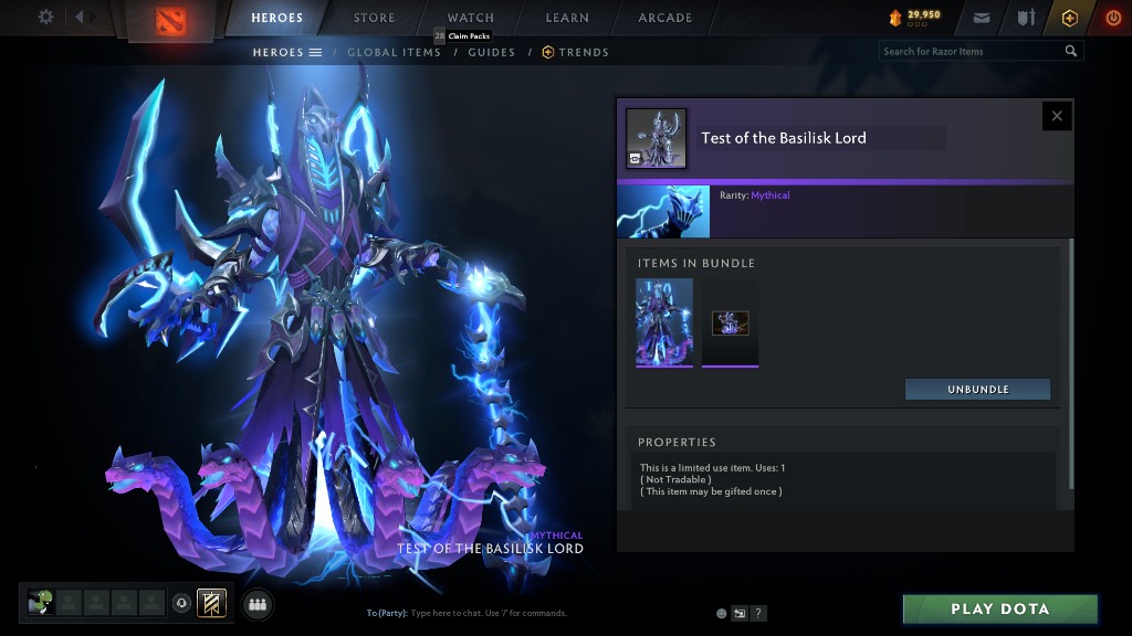 Dota 2 Test of the Basilisk Lord Razor Aghanim's 2021 Collector's Cache ...