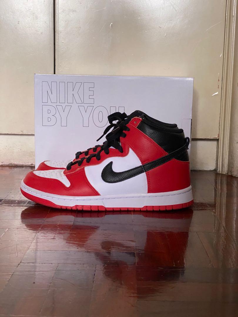Nike Dunk High by You (Jordan 1 Chicago Men's Footwear, Sneakers on Carousell