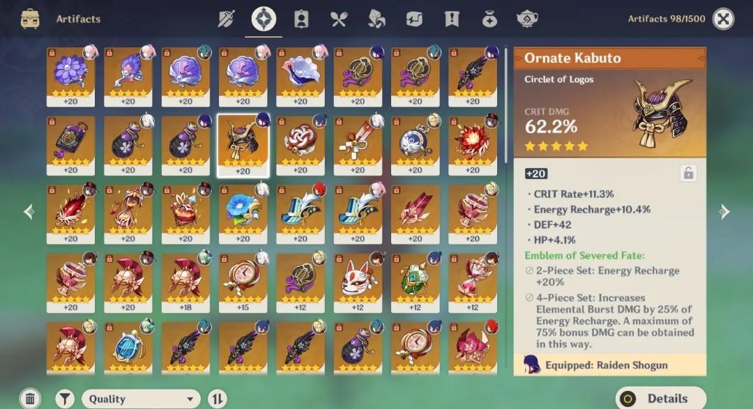 Genshin Impact Account For Sale Diluc + Wgs + Raiden + Hu Tao + Kokomi
