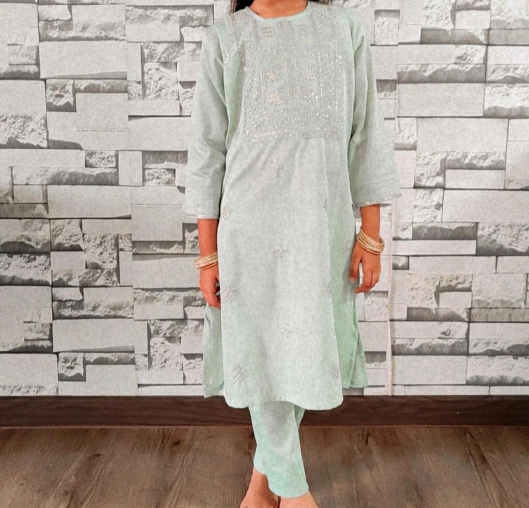 Girl Mint Green Indian Suit, Babies & Kids, Babies & Kids Fashion on Carousell