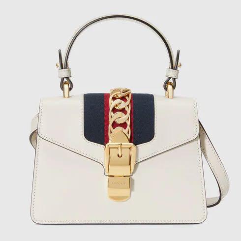 White leather top mini bag