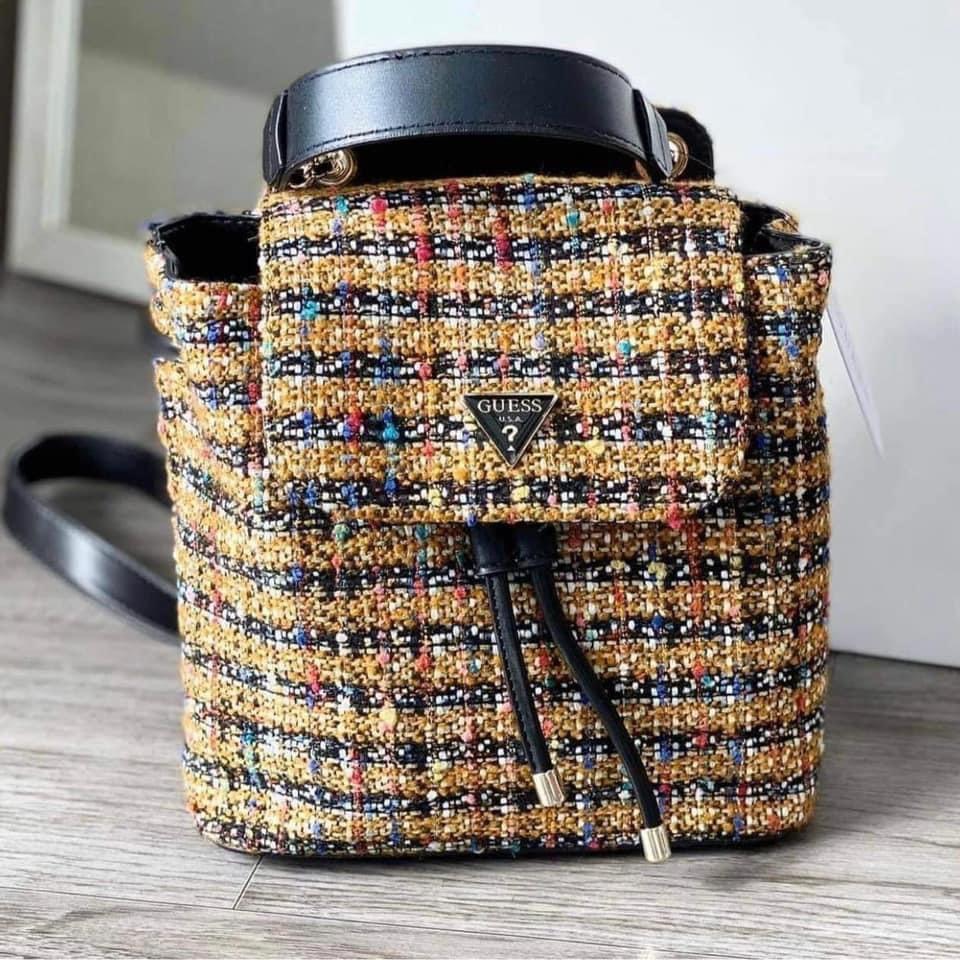 GUESS Cessily Tweed Drawstring Backpack, Women display picture 1