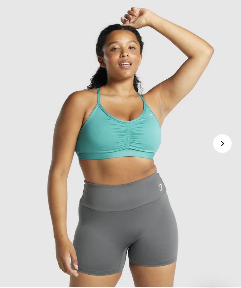 Gymshark Ruched Sports Bra - Teal, Women's Fashion, Activewear on Carousell