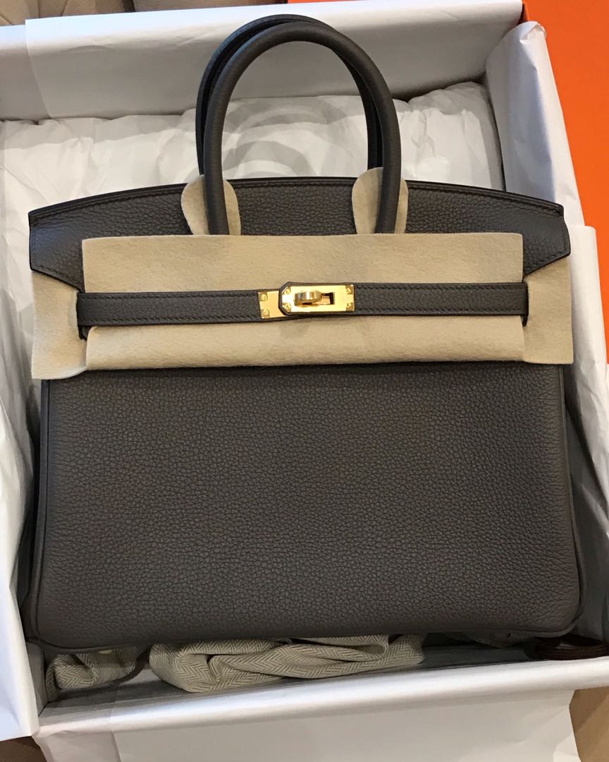 Hermes Birkin 25 Gris Etain Togo in RGHW, Luxury, Bags & Wallets on  Carousell