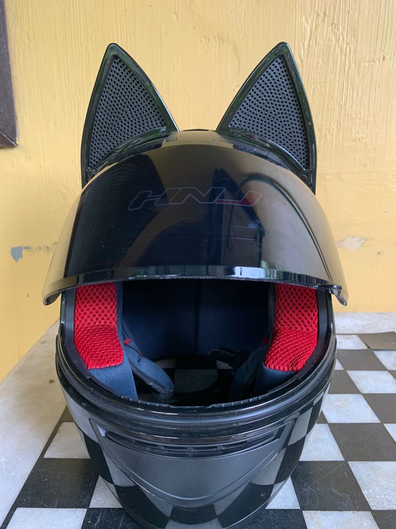 HNJ Black Cat Helmet for Motorcycle 