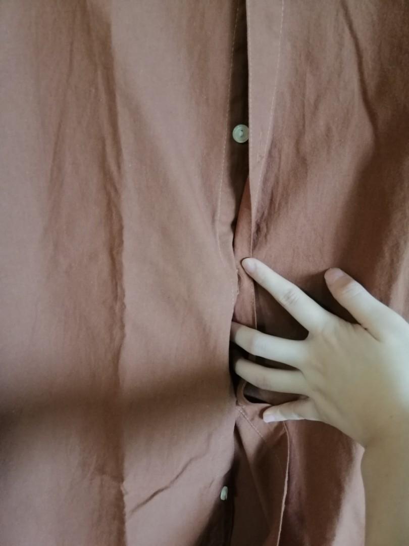 HQ choco brown unisex polo longsleeve button down (Category: Longsleeves) located in Rizal. Submitted by shop_cess (Listing ID 1172442602, Image 3). Description: brand: no brand size: small to large condition: choco brown- new comment: perfect for layering or cover up♥️ very HQ!.