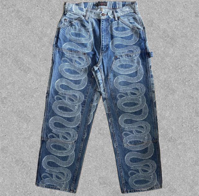 HYSTERIC GLAMOUR x SUPREME SNAKE PRINTED WORKER PANTS, 男裝, 褲