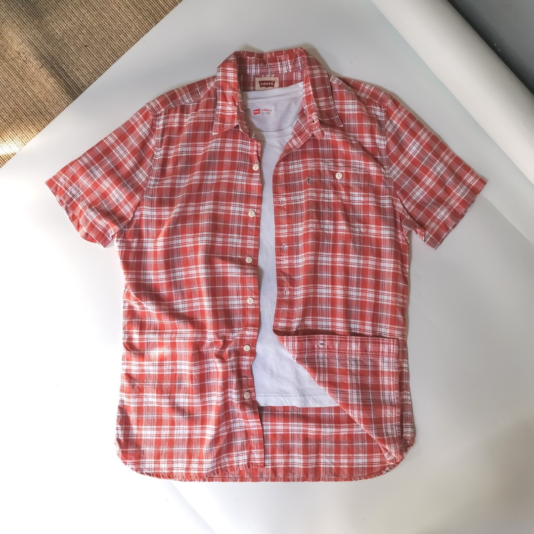 LEVI'S plaid shirt, Fesyen Pria 