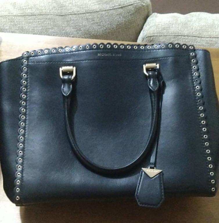Michael kors benning large scalloped leather satchel discount