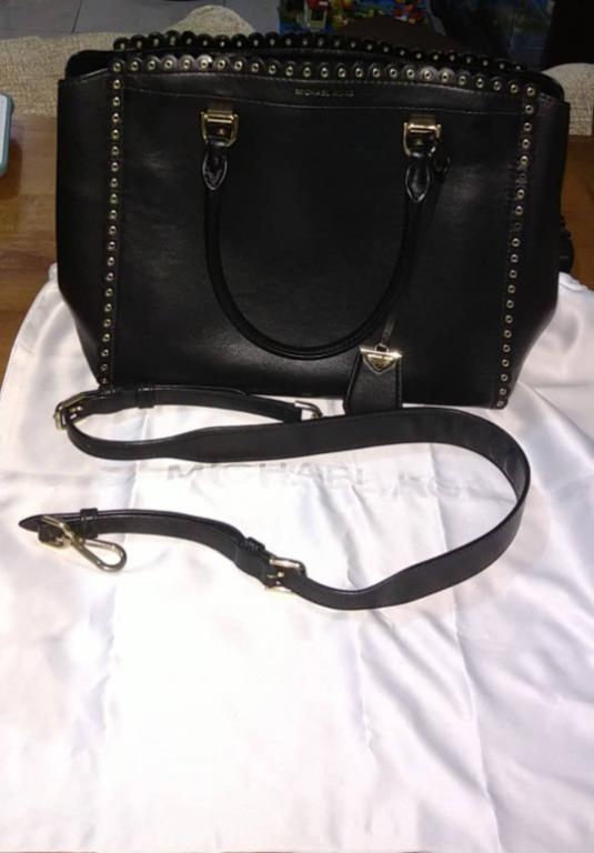 Michael kors benning clearance large scalloped leather satchel