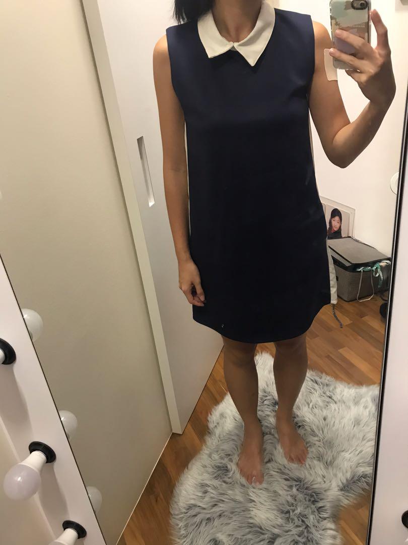 navy blue collared dress