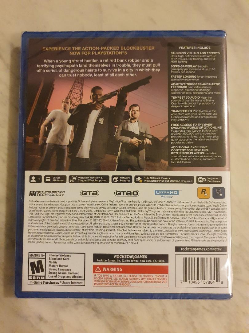 Grand Theft Auto V GTA 5 - PS5 - Brand New, Factory Sealed