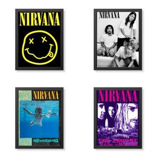Nirvana Kurt Cobain Rock Band Framed Poster Wall Decor