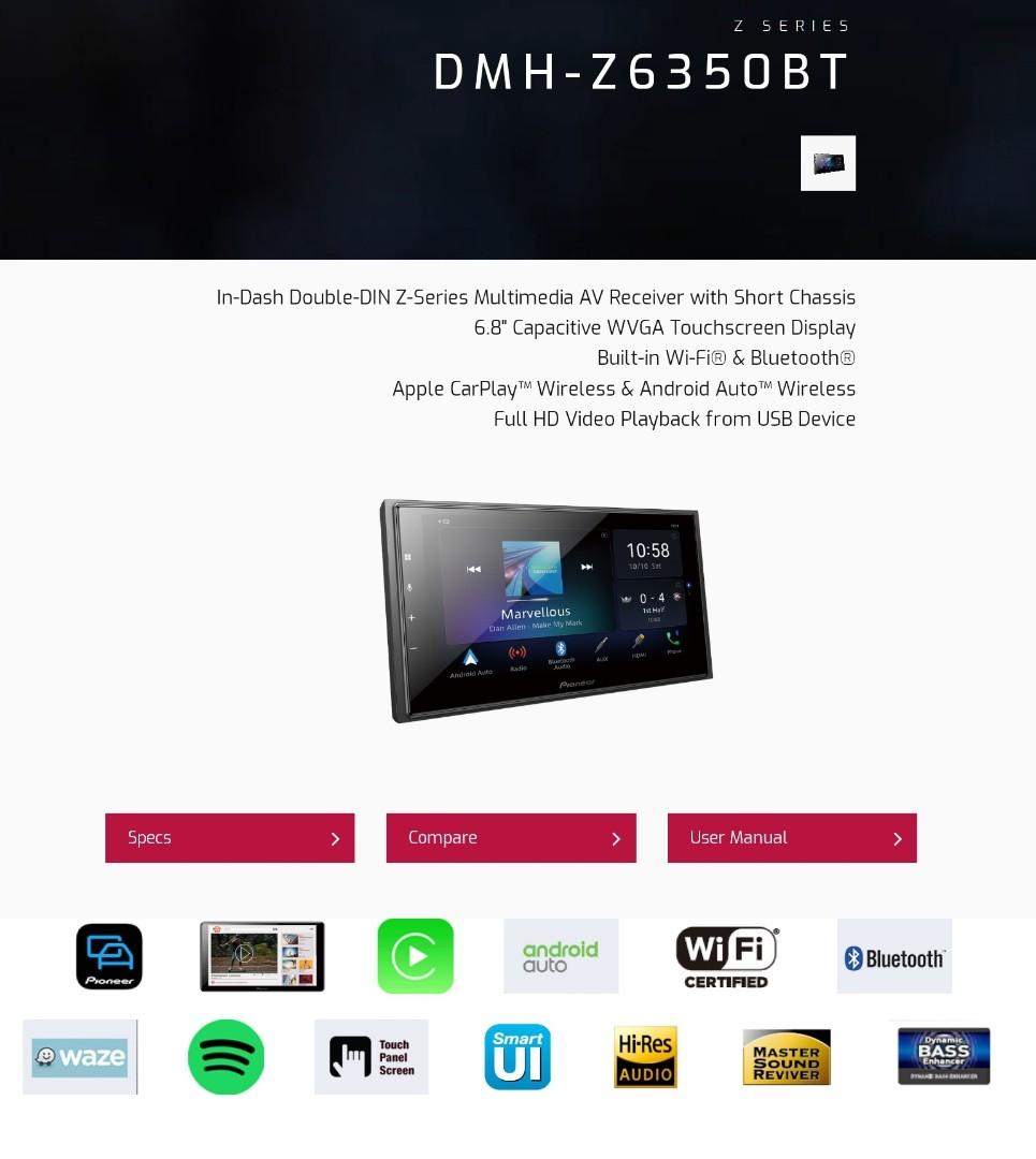 Pioneer DMHZ6350BT High Res player, Audio, Soundbars, Speakers