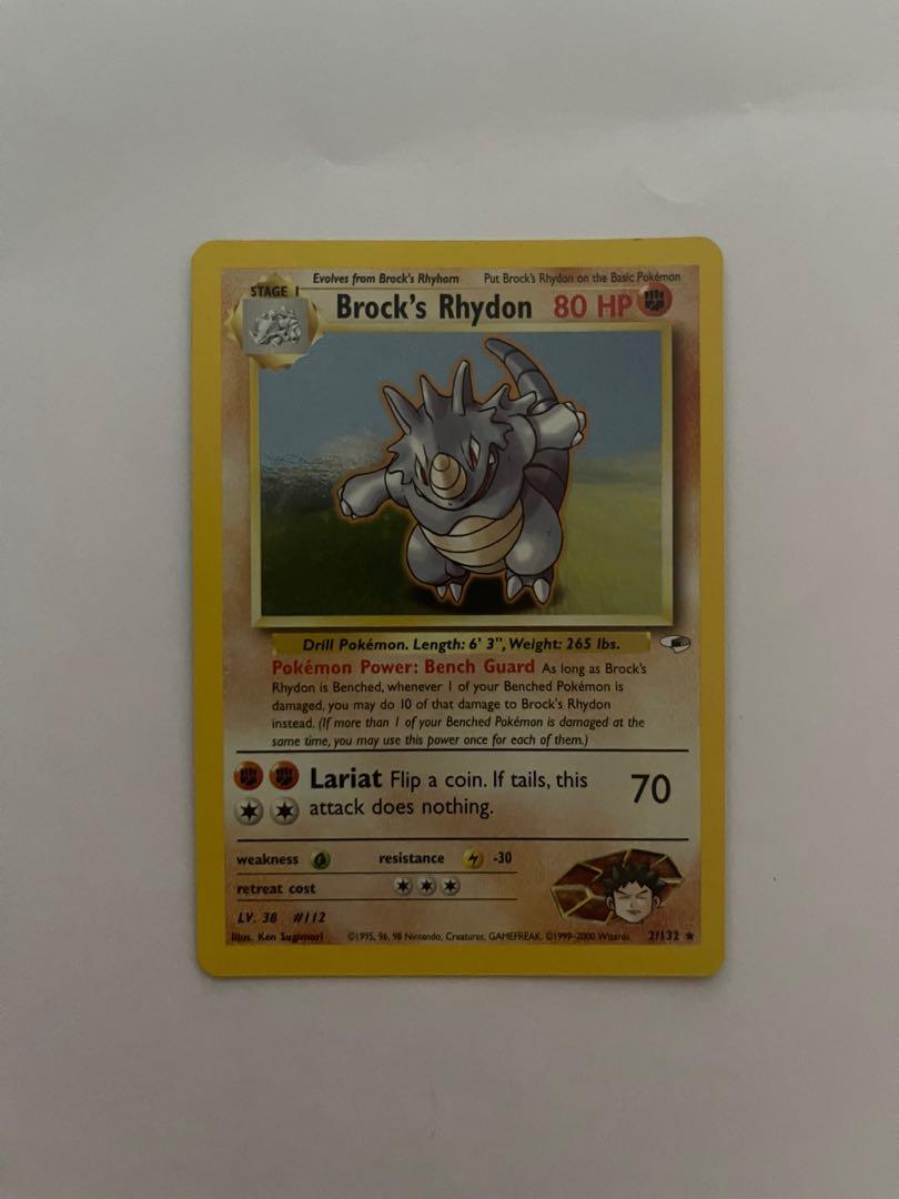 Pokemon Card Brock's Rhydon 2/132, Hobbies & Toys, Toys & Games on Carousell